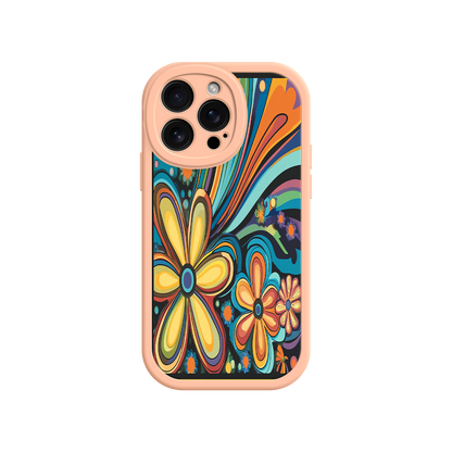 #MC0033 Factory Wholesale Psychedelic Floral iPhone 17 Case – Hippie Flower Power Design, 60s 70s Retro Vibes, Groovy Swirls