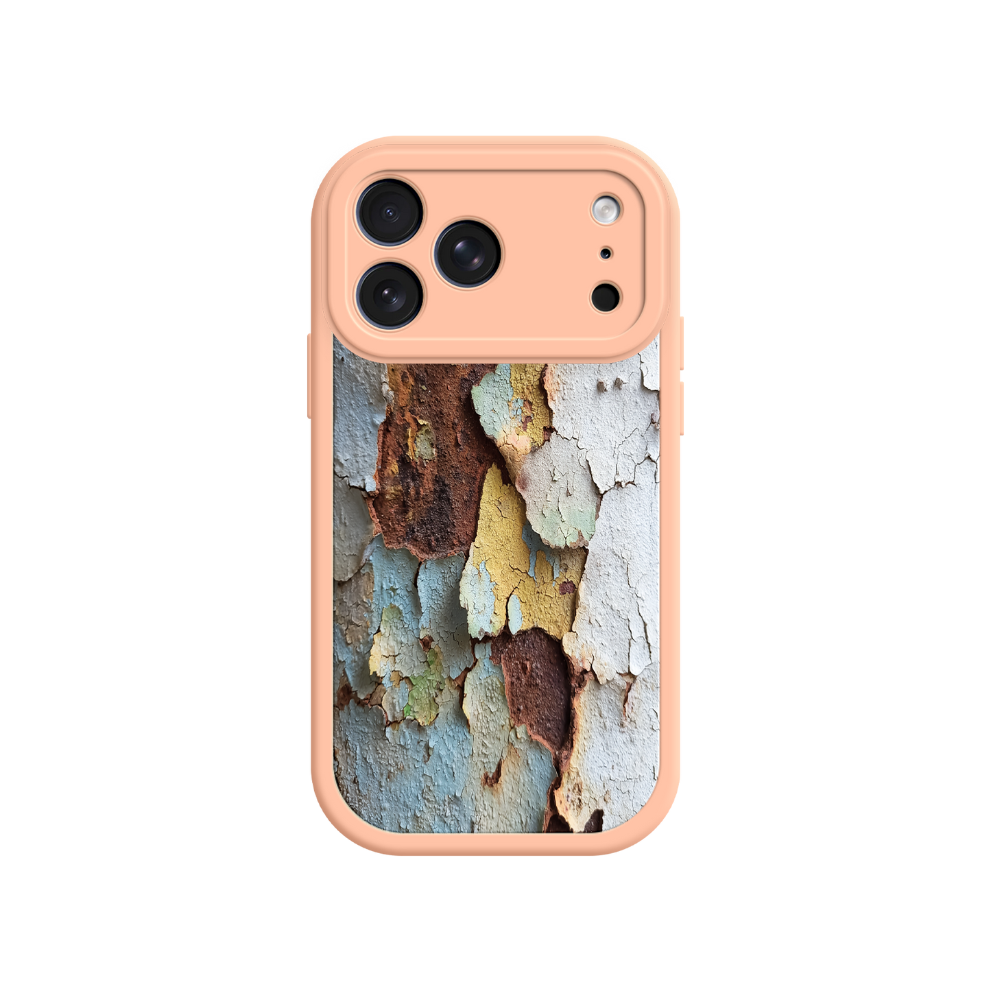 Vintage-style phone case with weathered surface design