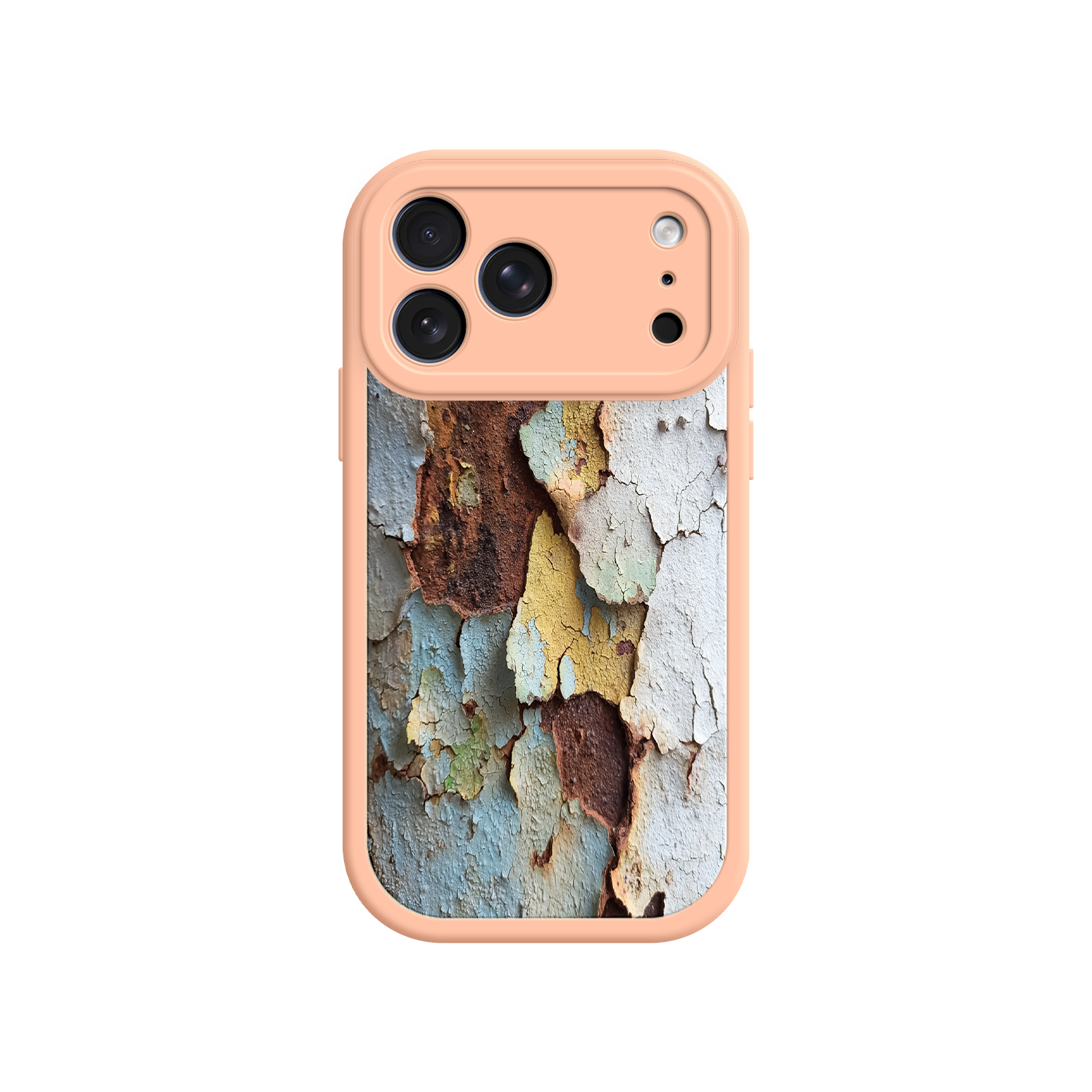 Vintage-style phone case with weathered surface design