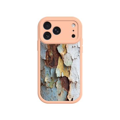 Vintage-style phone case with weathered surface design