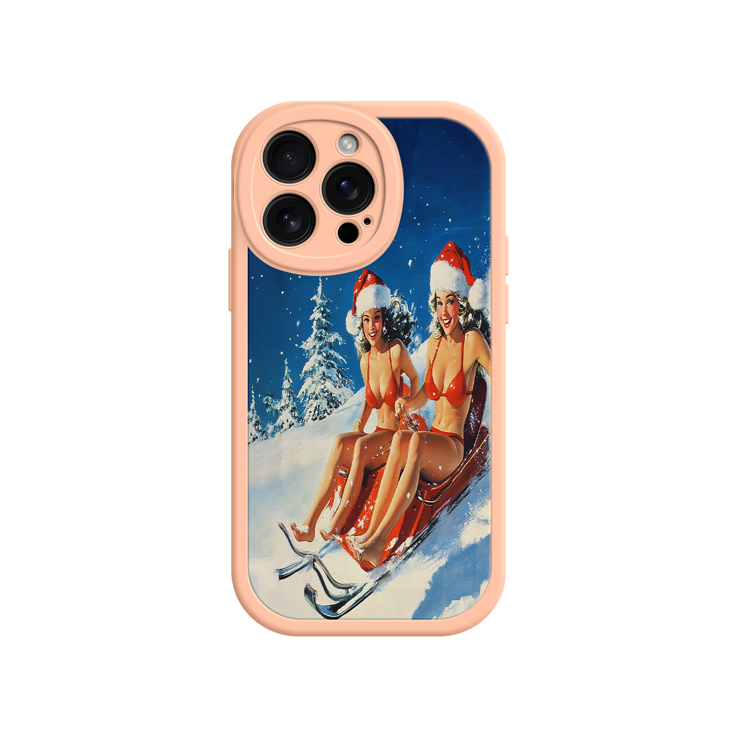 #MC0027 Factory Wholesale Santa Bikini Sled iPhone 17 Case – Funny Christmas Design, Sexy Holiday Vibes, Winter Wonderland Art