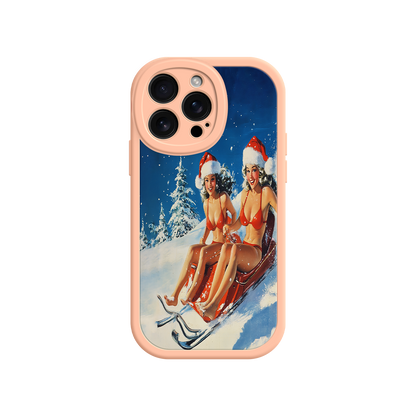 #MC0027 Factory Wholesale Santa Bikini Sled iPhone 17 Case – Funny Christmas Design, Sexy Holiday Vibes, Winter Wonderland Art