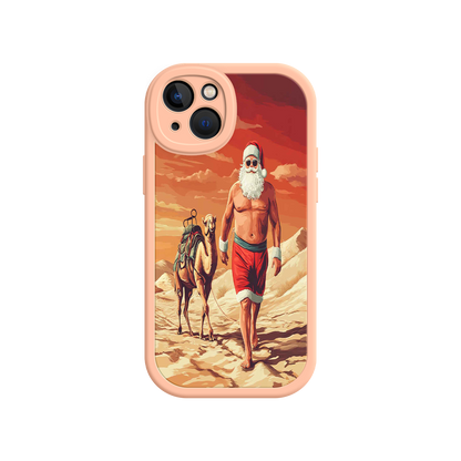 #MC0028 Factory Wholesale Desert Santa iPhone 17 Case – Funny Christmas Design, Muscular Santa & Camel, Holiday Heat Vibes