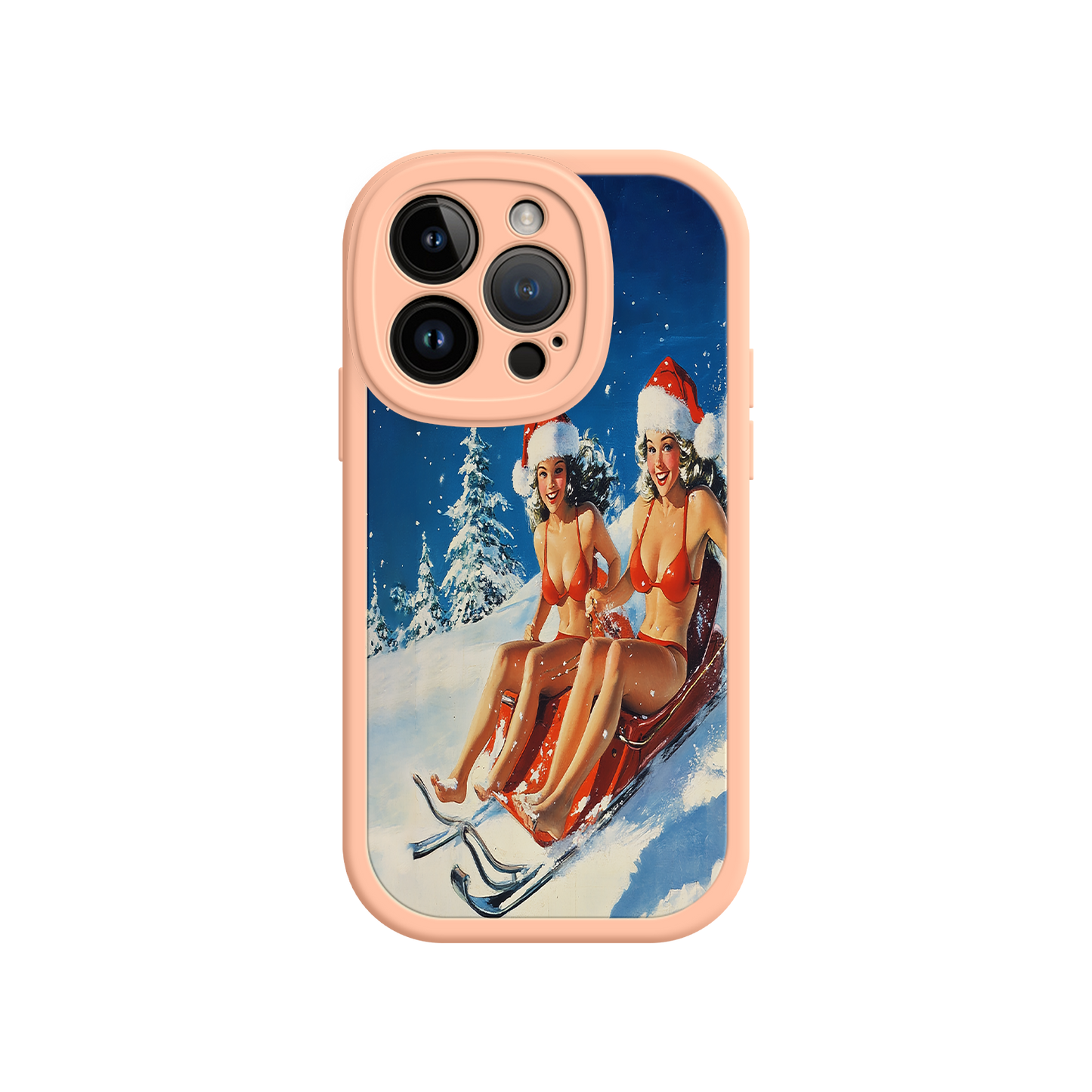 #MC0027 Factory Wholesale Santa Bikini Sled iPhone 17 Case – Funny Christmas Design, Sexy Holiday Vibes, Winter Wonderland Art