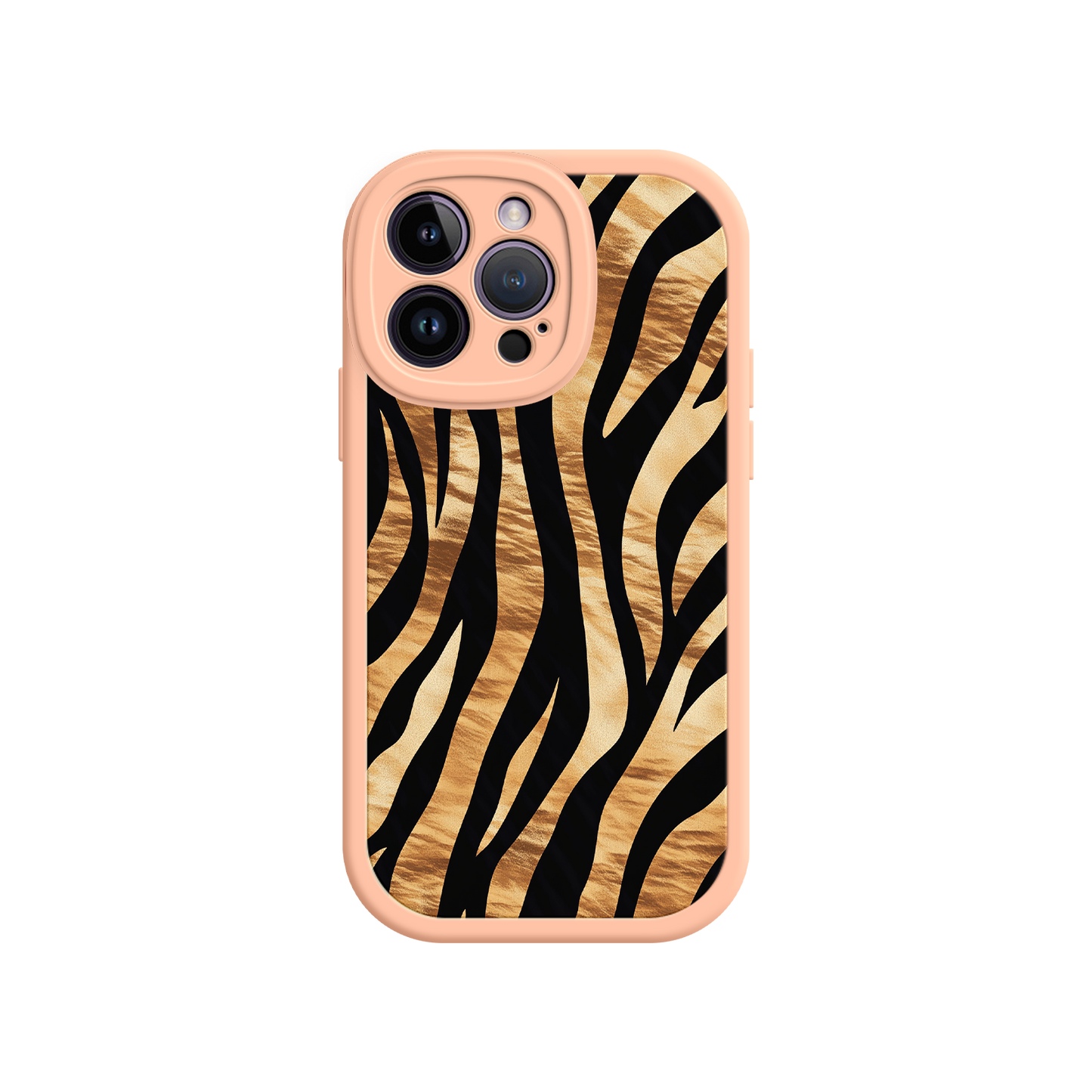 #MC0011 Factory Wholesale Tiger Stripe iPhone Case – Bold Animal Print with Olive Green Frame