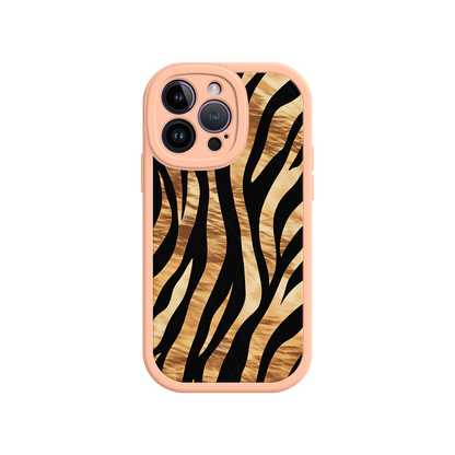 #MC0011 Factory Wholesale Tiger Stripe iPhone Case – Bold Animal Print with Olive Green Frame