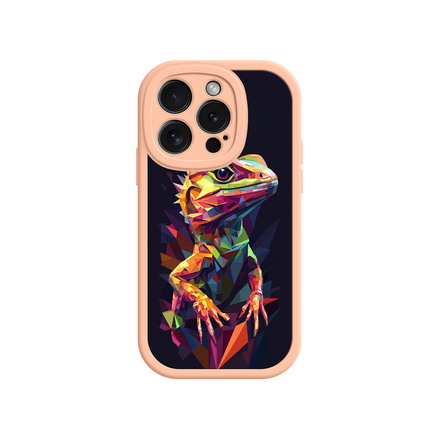 #MC0024 Factory Wholesale Geometric Lizard iPhone 17 Case – Colorful Polygon Art, Protective Animal Print Cover, Bold Reptile Design