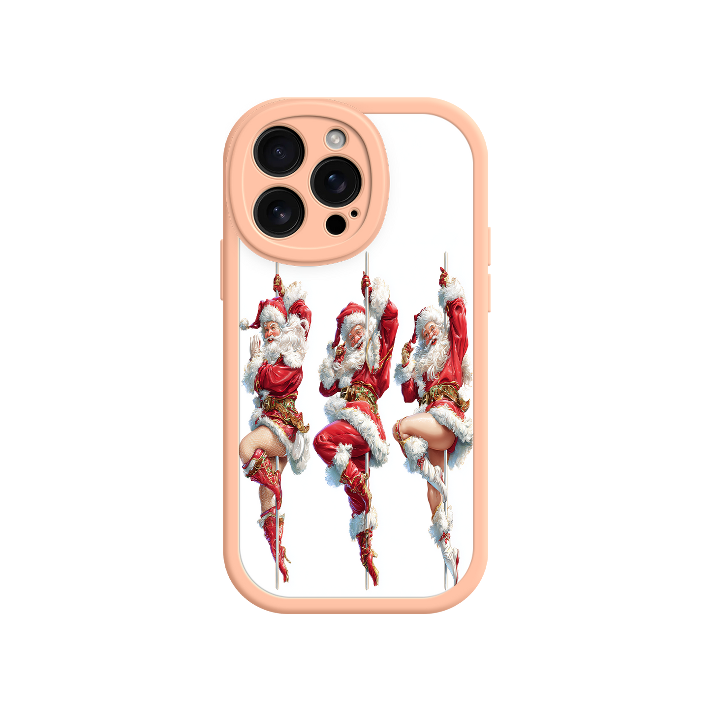 Holiday phone case featuring red velvet Santa costumes