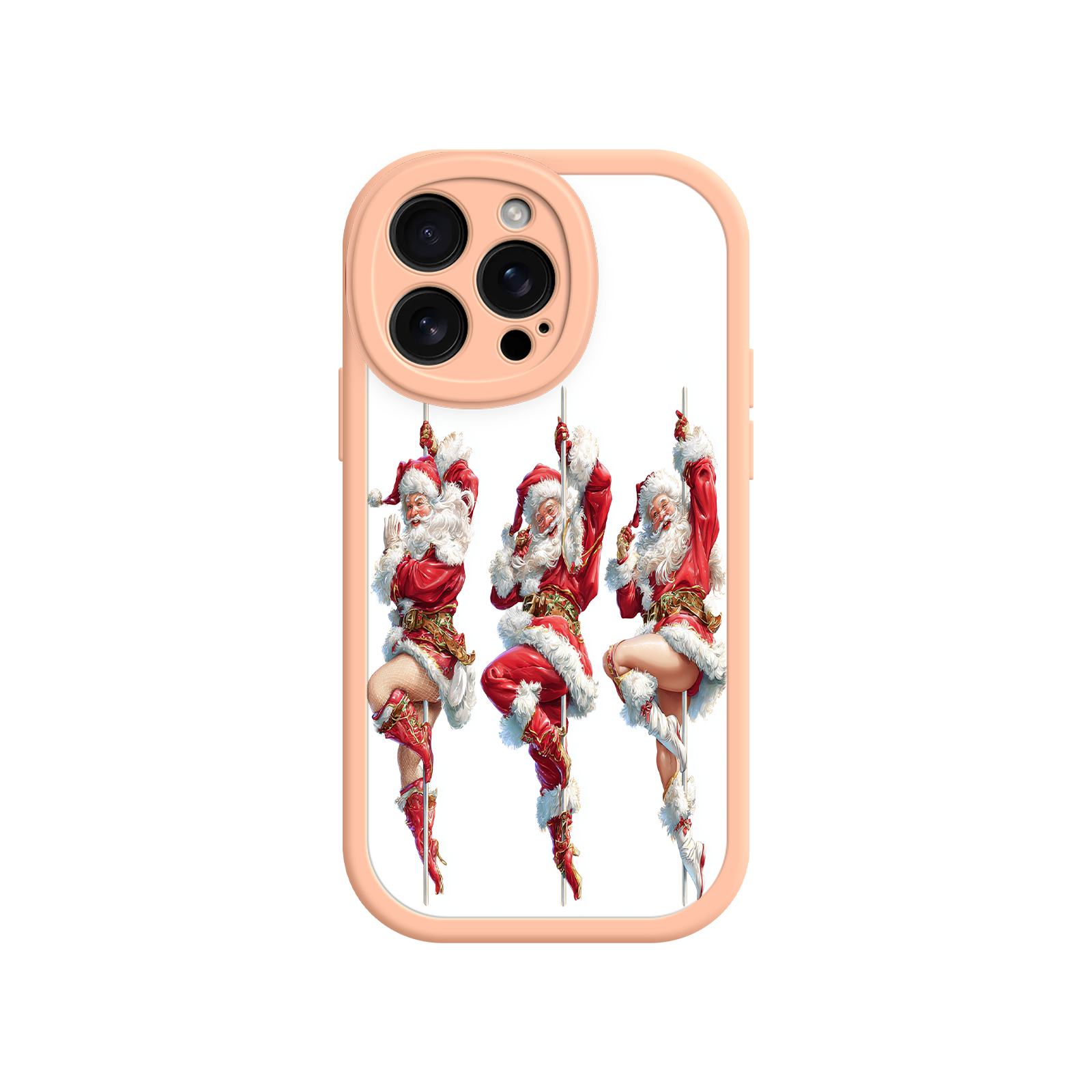 Holiday phone case featuring red velvet Santa costumes