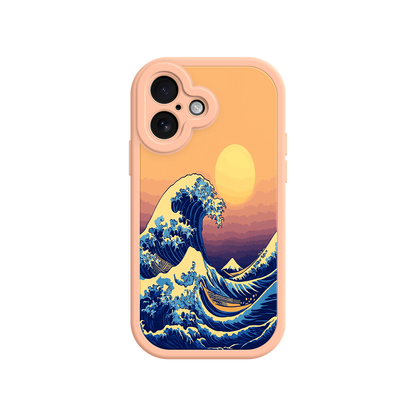#MC0012 Factory Wholesale Great Wave Sunset iPhone Case – Japanese Art with Ocean & Mountain Design