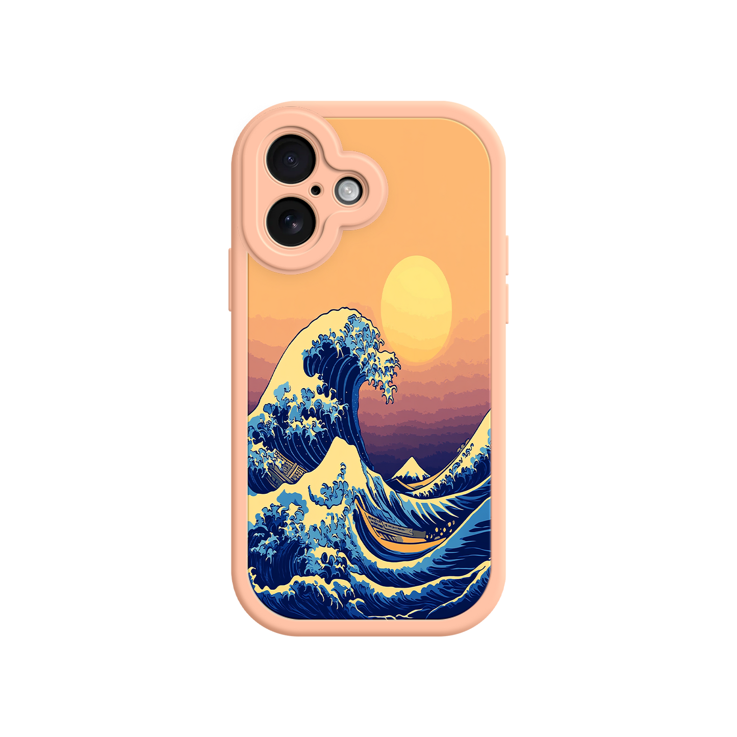 #MC0012 Factory Wholesale Great Wave Sunset iPhone Case – Japanese Art with Ocean & Mountain Design
