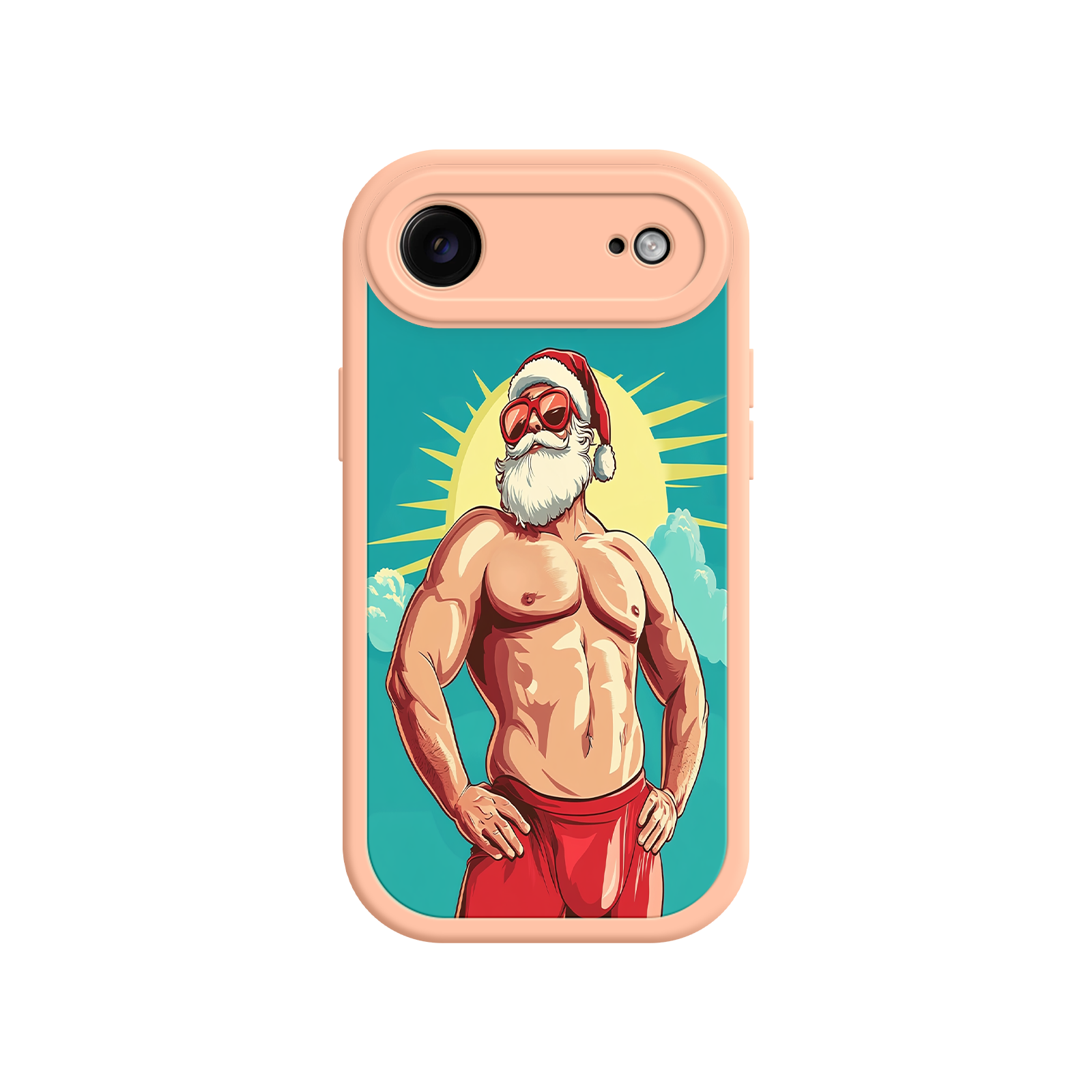 Santa Claus phone case with red pants and sky