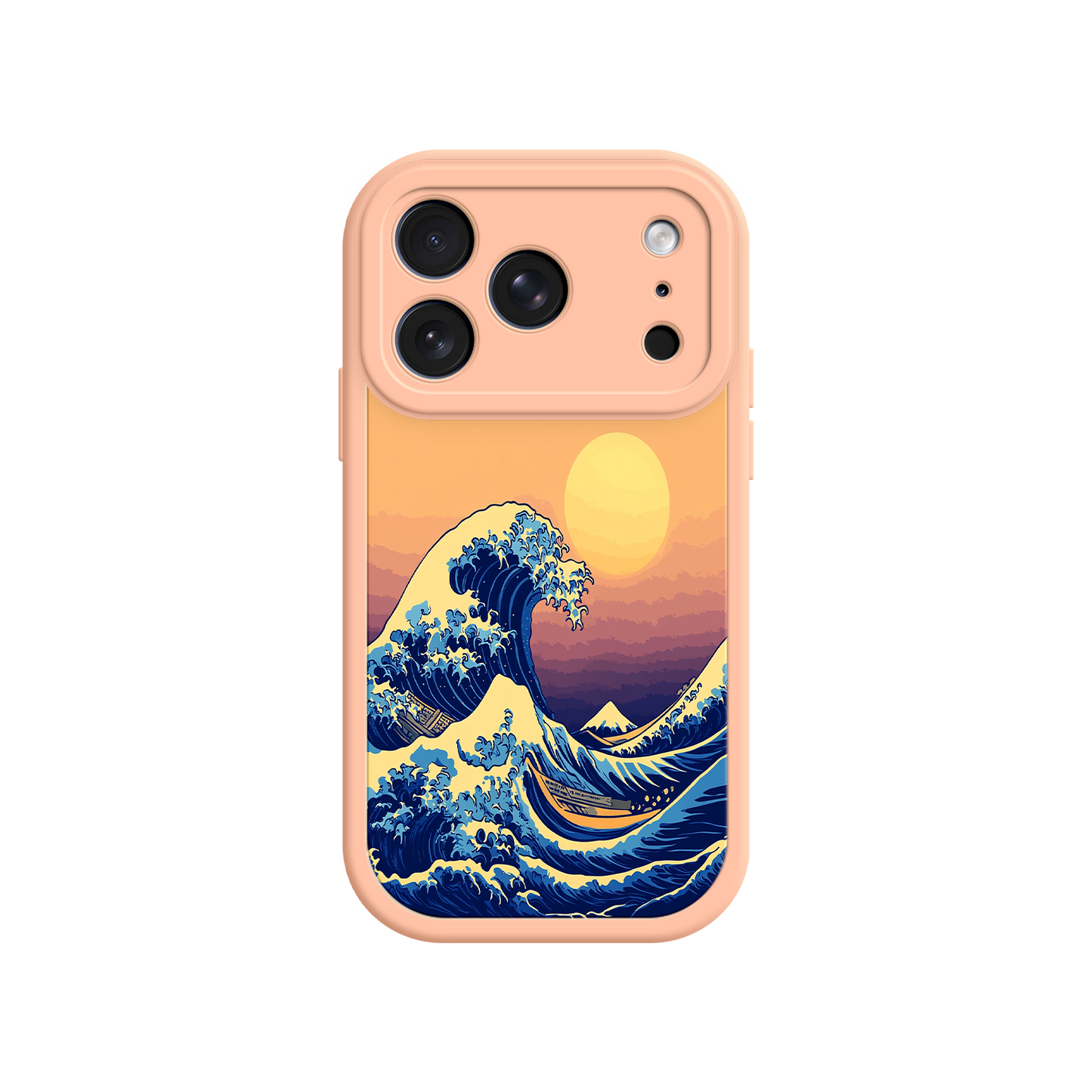 #MC0012 Factory Wholesale Great Wave Sunset iPhone Case – Japanese Art with Ocean & Mountain Design