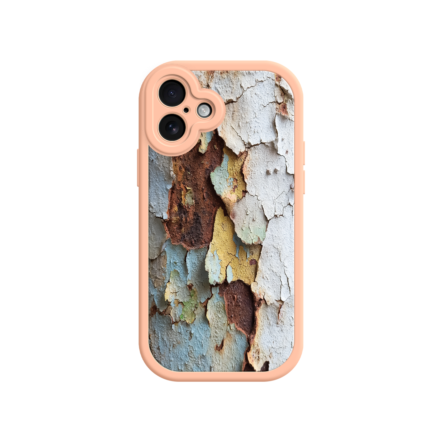 Artistic phone case with layered paint and rust