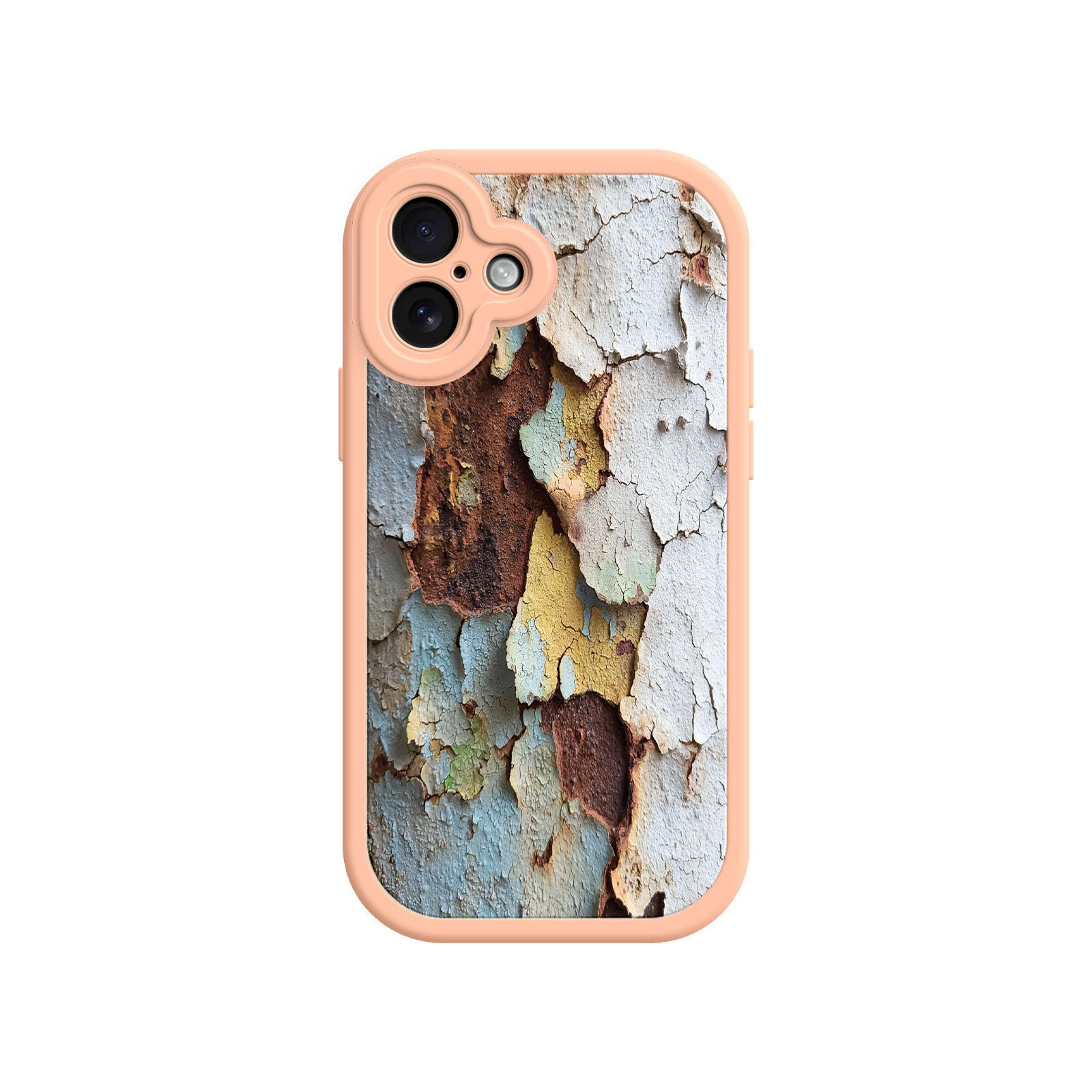 Artistic phone case with layered paint and rust
