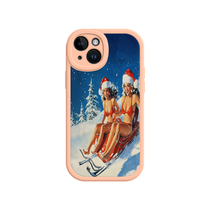 #MC0027 Factory Wholesale Santa Bikini Sled iPhone 17 Case – Funny Christmas Design, Sexy Holiday Vibes, Winter Wonderland Art