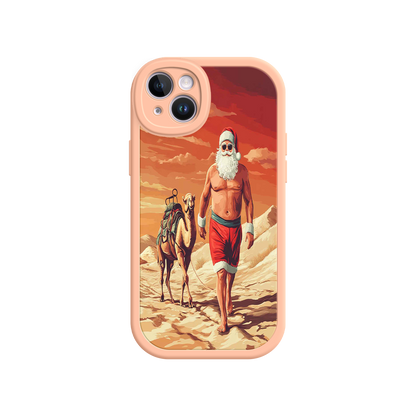 #MC0028 Factory Wholesale Desert Santa iPhone 17 Case – Funny Christmas Design, Muscular Santa & Camel, Holiday Heat Vibes