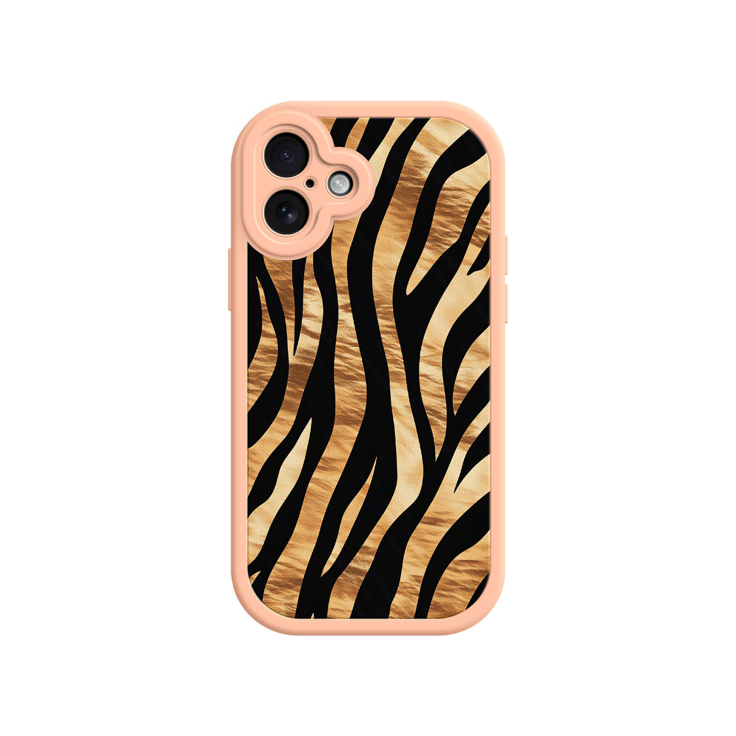 #MC0011 Factory Wholesale Tiger Stripe iPhone Case – Bold Animal Print with Olive Green Frame