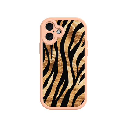 #MC0011 Factory Wholesale Tiger Stripe iPhone Case – Bold Animal Print with Olive Green Frame