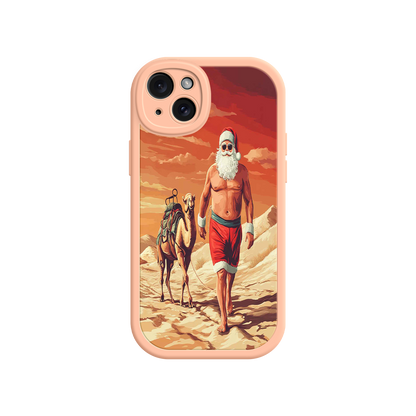 #MC0028 Factory Wholesale Desert Santa iPhone 17 Case – Funny Christmas Design, Muscular Santa & Camel, Holiday Heat Vibes