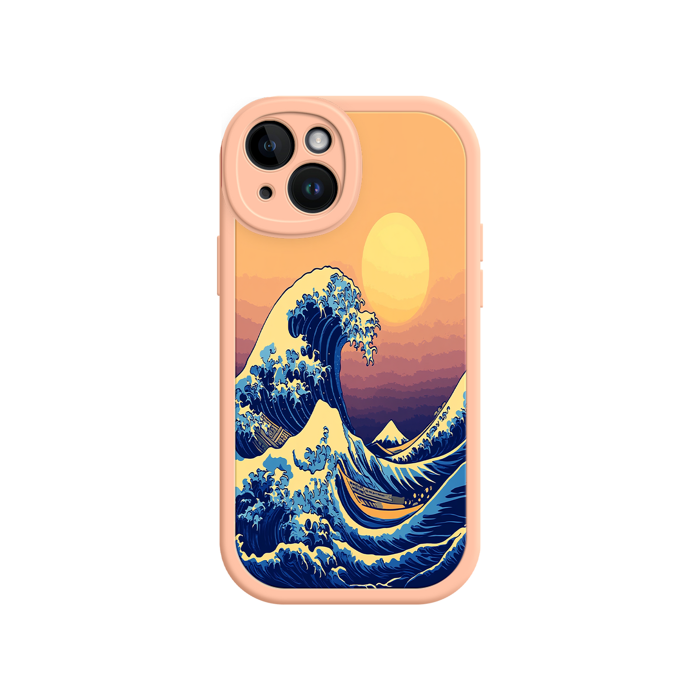 #MC0012 Factory Wholesale Great Wave Sunset iPhone Case – Japanese Art with Ocean & Mountain Design