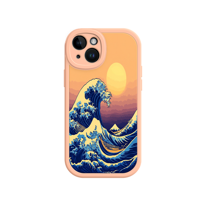 #MC0012 Factory Wholesale Great Wave Sunset iPhone Case – Japanese Art with Ocean & Mountain Design