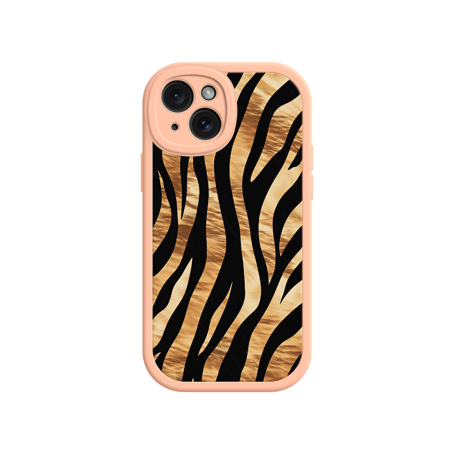 #MC0011 Factory Wholesale Tiger Stripe iPhone Case – Bold Animal Print with Olive Green Frame
