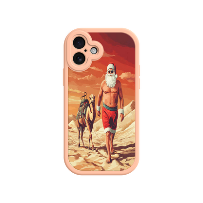 #MC0028 Factory Wholesale Desert Santa iPhone 17 Case – Funny Christmas Design, Muscular Santa & Camel, Holiday Heat Vibes