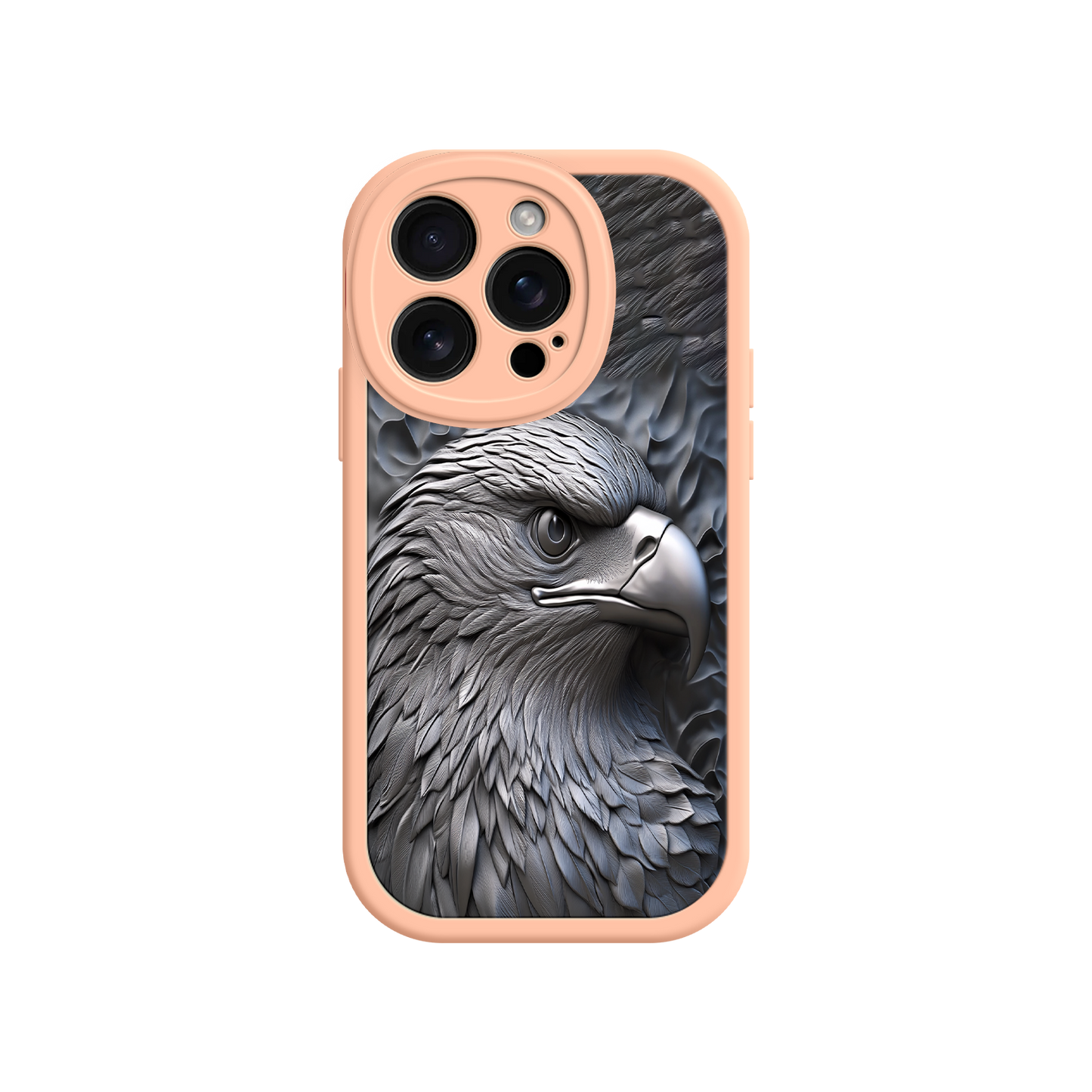 #MC0026 Factory Wholesale Embossed Eagle iPhone 17 Case – Grayscale 3D Design, Rugged Protective Cover, Symbol of Strength & Freedom
