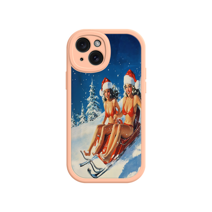 #MC0027 Factory Wholesale Santa Bikini Sled iPhone 17 Case – Funny Christmas Design, Sexy Holiday Vibes, Winter Wonderland Art