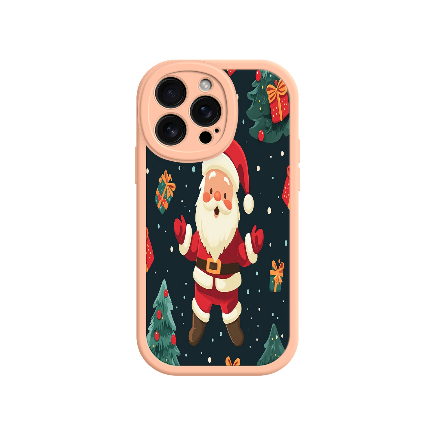 #MC0032 Factory Wholesale Festive Santa iPhone 17 Case – Christmas Holiday Design, Jolly Santa Claus, Gift Boxes & Trees
