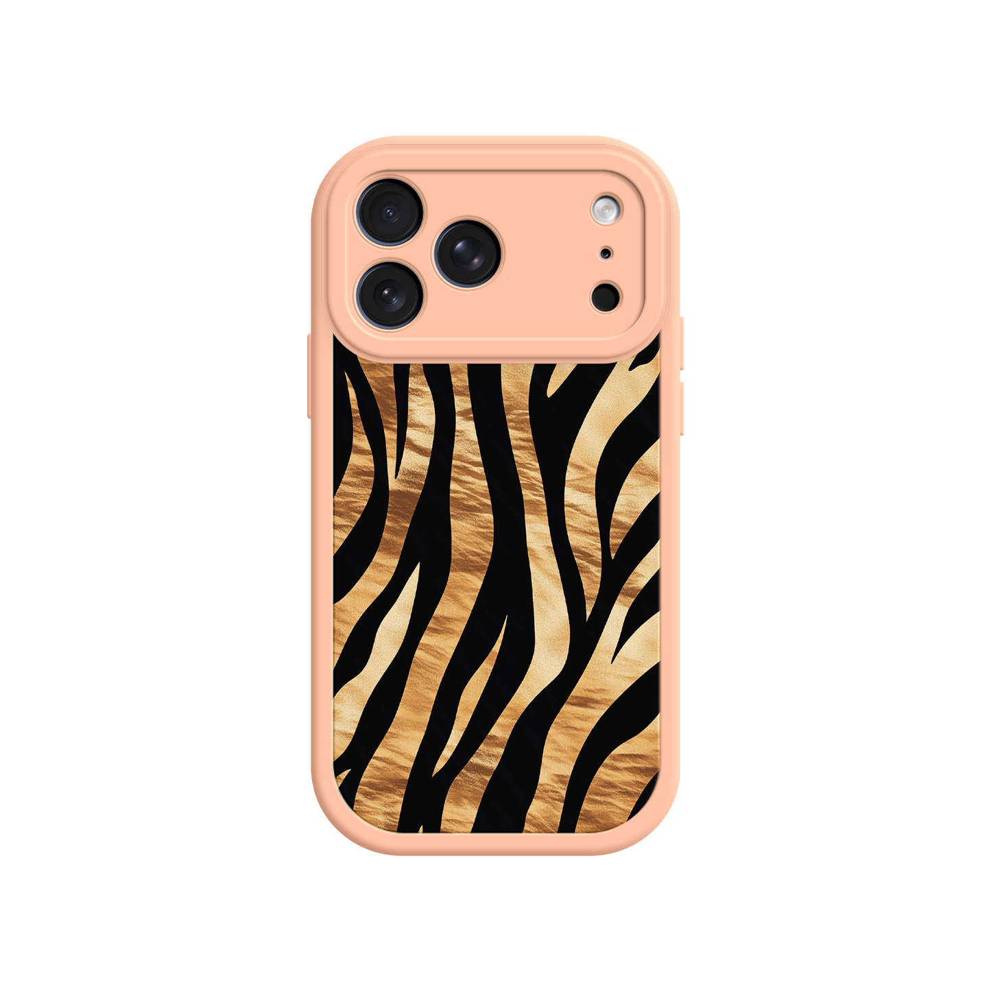Tiger stripe phone case with green border accent