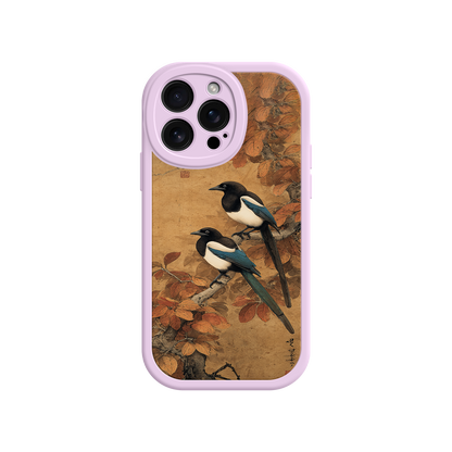 Decorative phone case with cultural magpie illustration
