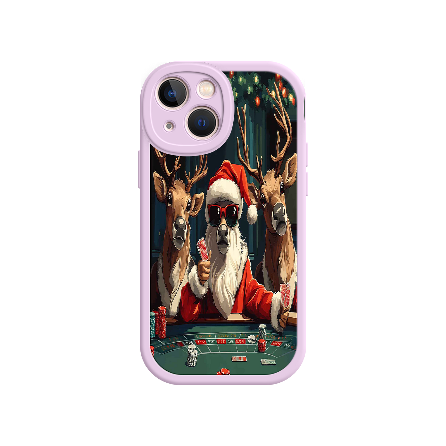 #MC0039 Factory Wholesale Santa Claus Poker iPhone 17 Case – Funny Christmas Design, Holiday Pet Humor, Reindeer Game Night