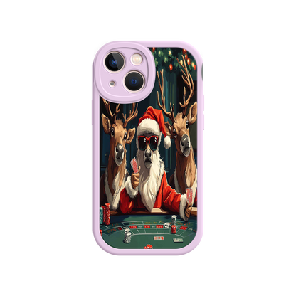 #MC0039 Factory Wholesale Santa Claus Poker iPhone 17 Case – Funny Christmas Design, Holiday Pet Humor, Reindeer Game Night