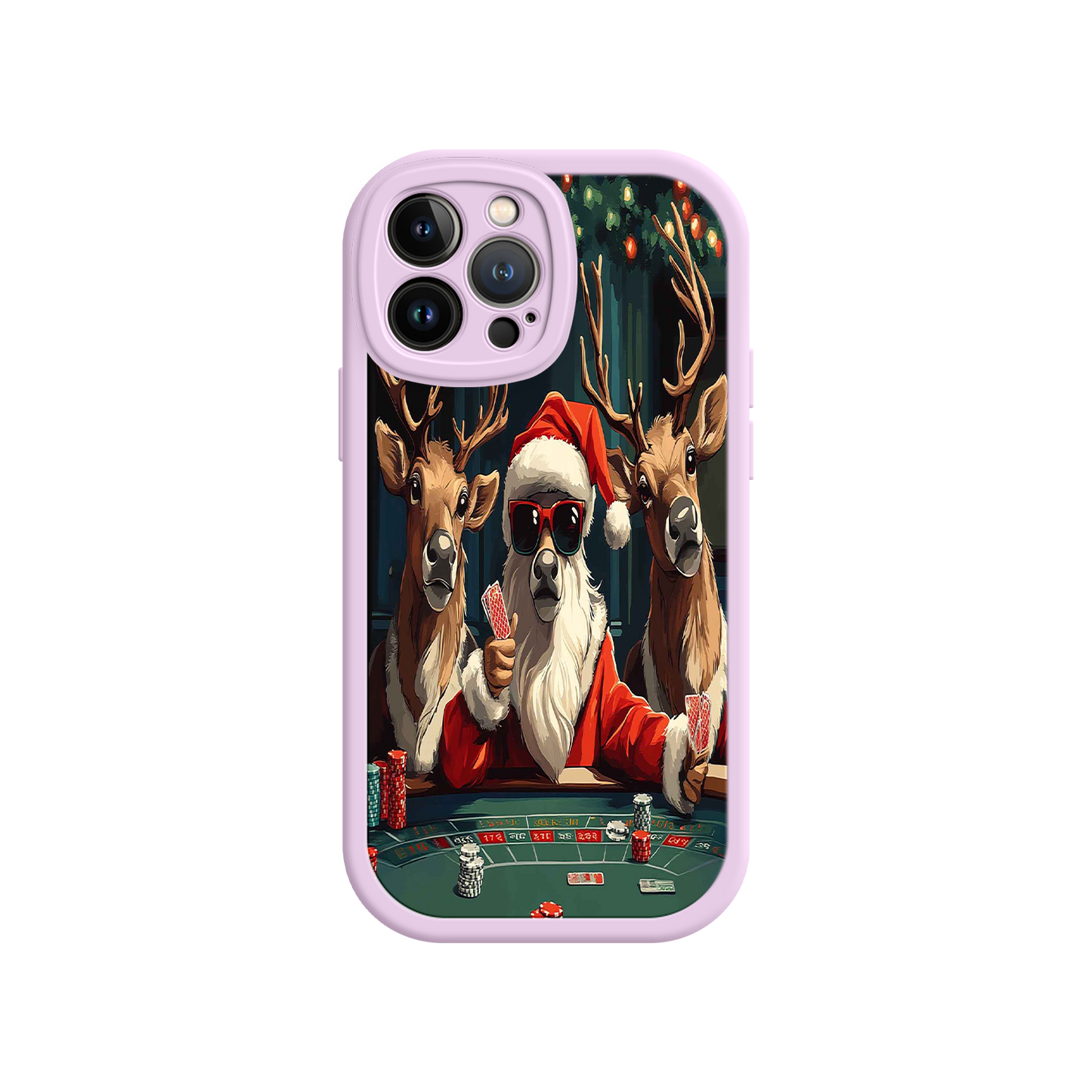 #MC0039 Factory Wholesale Santa Claus Poker iPhone 17 Case – Funny Christmas Design, Holiday Pet Humor, Reindeer Game Night