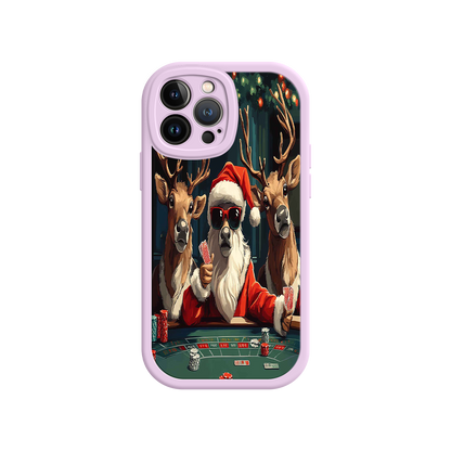 #MC0039 Factory Wholesale Santa Claus Poker iPhone 17 Case – Funny Christmas Design, Holiday Pet Humor, Reindeer Game Night