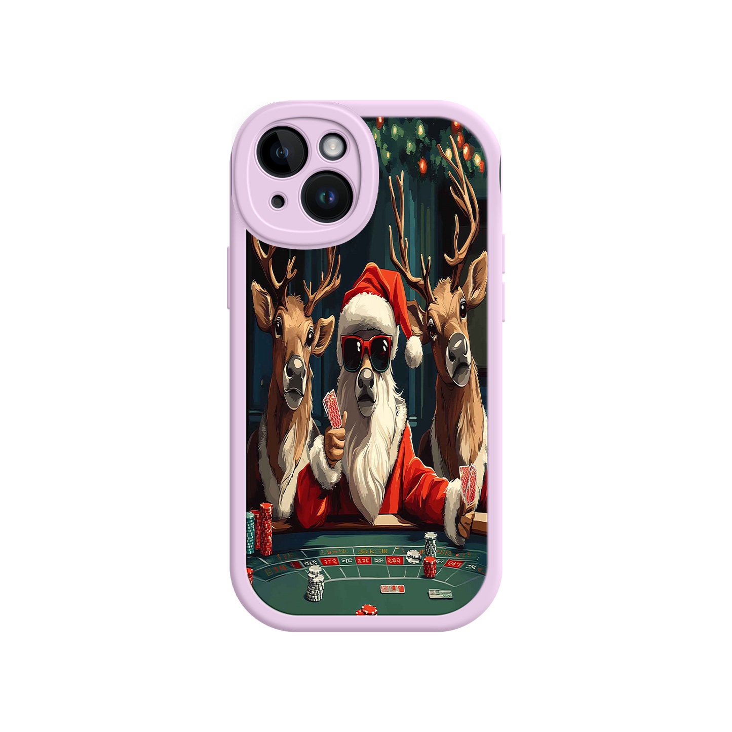 #MC0039 Factory Wholesale Santa Claus Poker iPhone 17 Case – Funny Christmas Design, Holiday Pet Humor, Reindeer Game Night