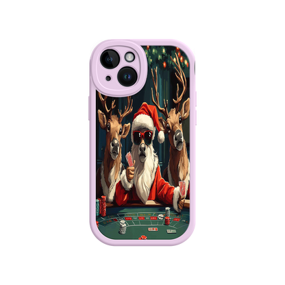 #MC0039 Factory Wholesale Santa Claus Poker iPhone 17 Case – Funny Christmas Design, Holiday Pet Humor, Reindeer Game Night