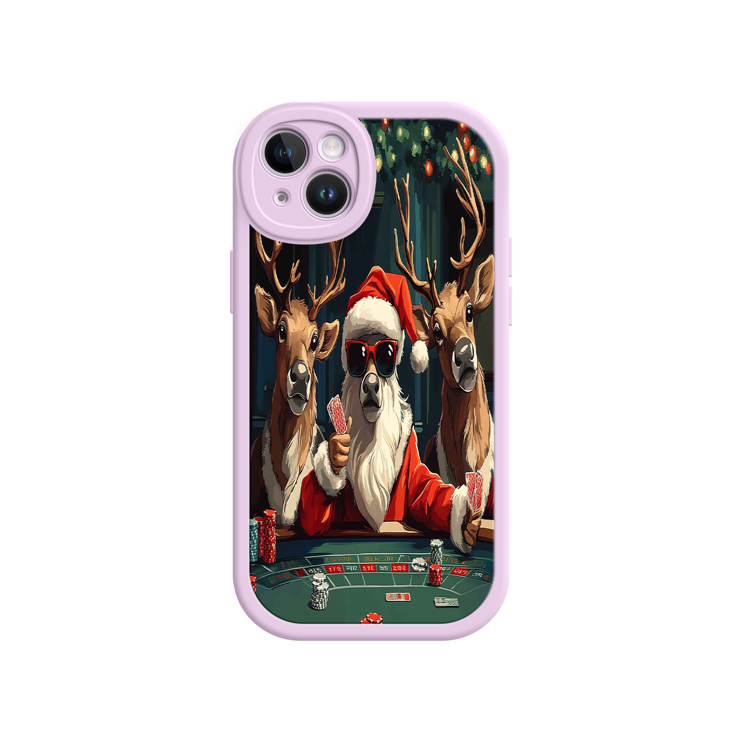 #MC0039 Factory Wholesale Santa Claus Poker iPhone 17 Case – Funny Christmas Design, Holiday Pet Humor, Reindeer Game Night