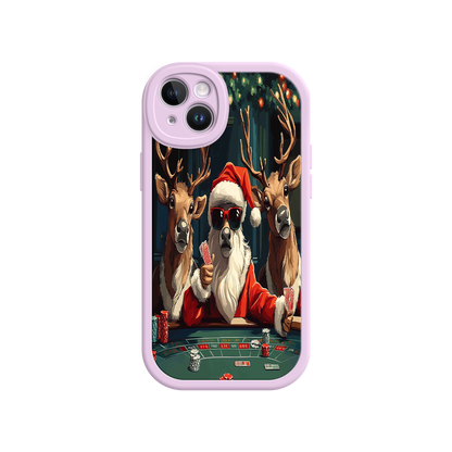 #MC0039 Factory Wholesale Santa Claus Poker iPhone 17 Case – Funny Christmas Design, Holiday Pet Humor, Reindeer Game Night