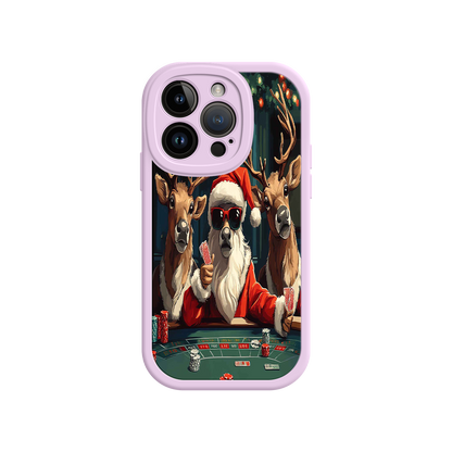 #MC0039 Factory Wholesale Santa Claus Poker iPhone 17 Case – Funny Christmas Design, Holiday Pet Humor, Reindeer Game Night