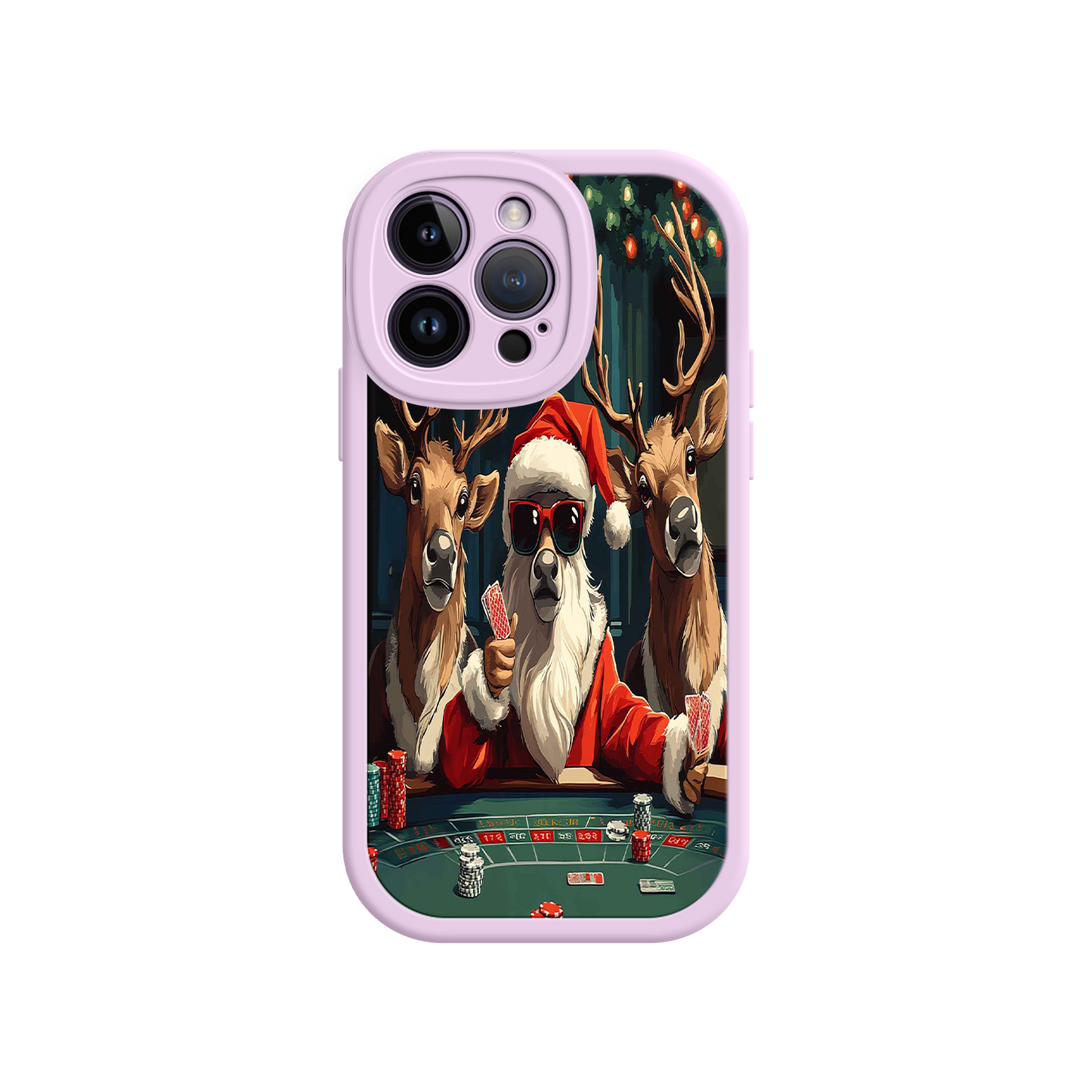 #MC0039 Factory Wholesale Santa Claus Poker iPhone 17 Case – Funny Christmas Design, Holiday Pet Humor, Reindeer Game Night