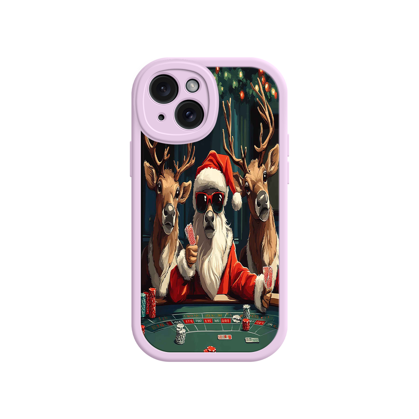 #MC0039 Factory Wholesale Santa Claus Poker iPhone 17 Case – Funny Christmas Design, Holiday Pet Humor, Reindeer Game Night