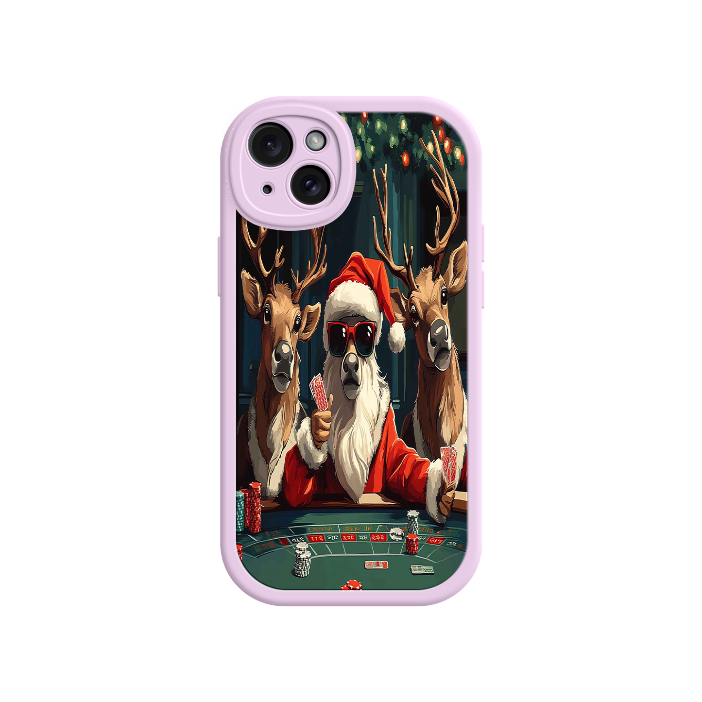 #MC0039 Factory Wholesale Santa Claus Poker iPhone 17 Case – Funny Christmas Design, Holiday Pet Humor, Reindeer Game Night