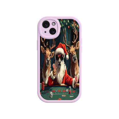 #MC0039 Factory Wholesale Santa Claus Poker iPhone 17 Case – Funny Christmas Design, Holiday Pet Humor, Reindeer Game Night