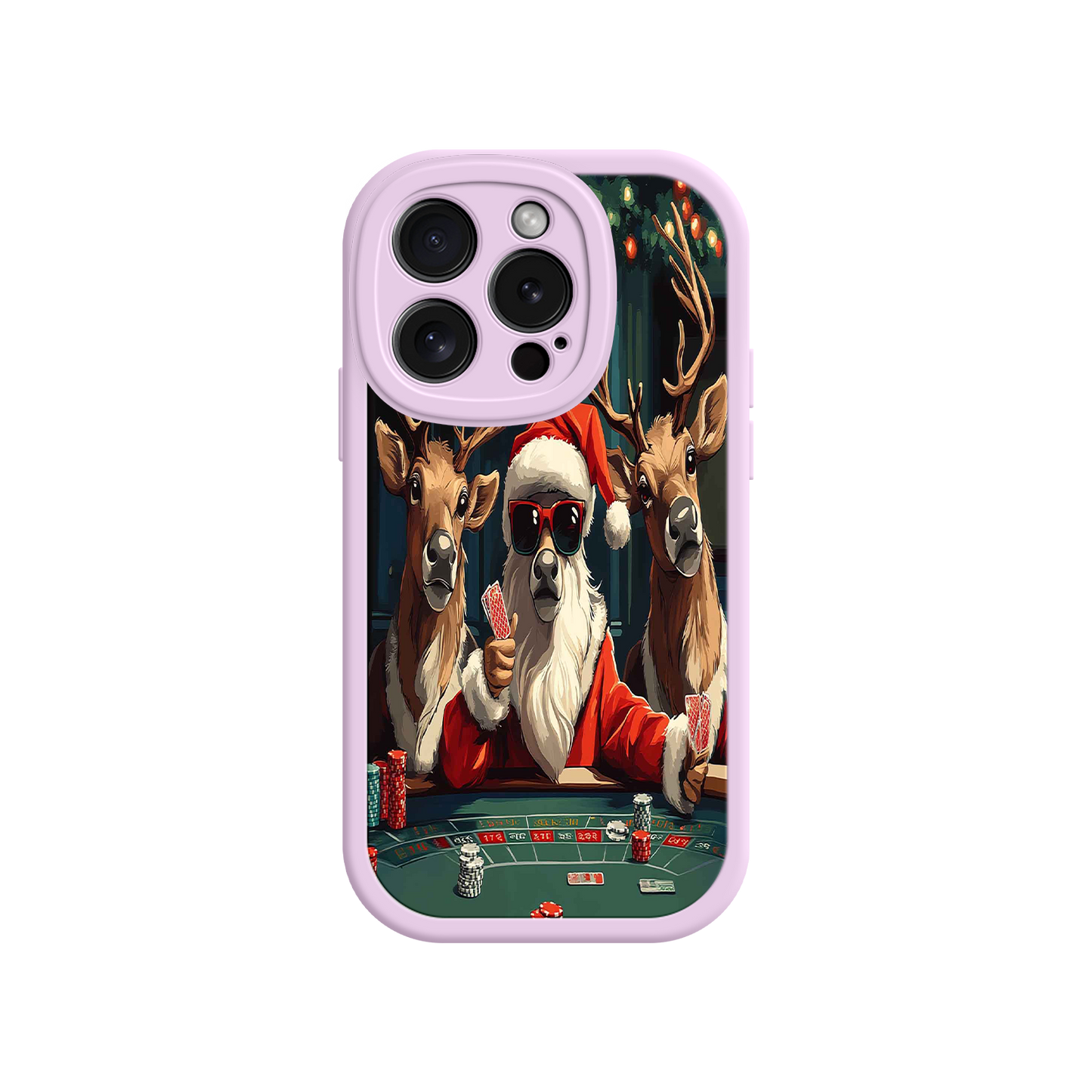 #MC0039 Factory Wholesale Santa Claus Poker iPhone 17 Case – Funny Christmas Design, Holiday Pet Humor, Reindeer Game Night