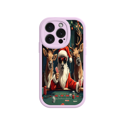 #MC0039 Factory Wholesale Santa Claus Poker iPhone 17 Case – Funny Christmas Design, Holiday Pet Humor, Reindeer Game Night
