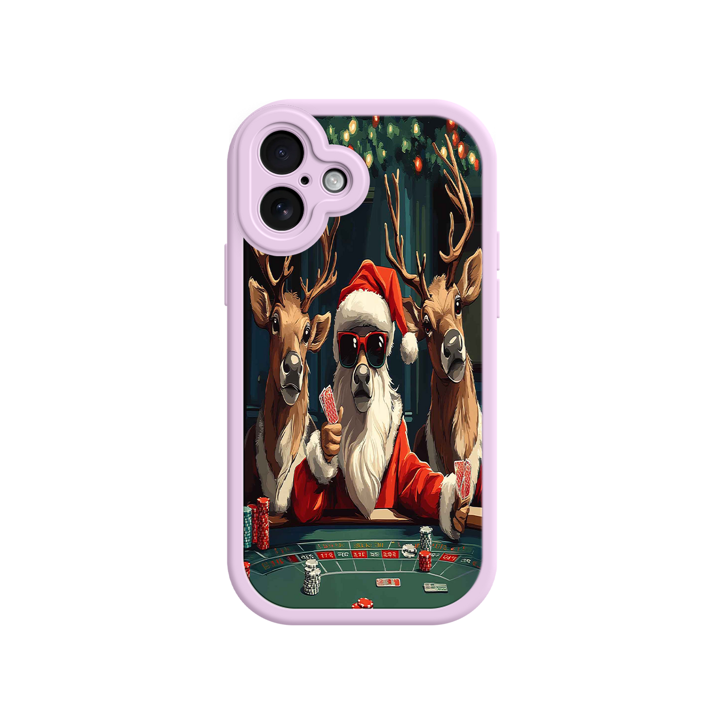 #MC0039 Factory Wholesale Santa Claus Poker iPhone 17 Case – Funny Christmas Design, Holiday Pet Humor, Reindeer Game Night