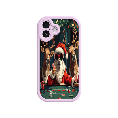 #MC0039 Factory Wholesale Santa Claus Poker iPhone 17 Case – Funny Christmas Design, Holiday Pet Humor, Reindeer Game Night